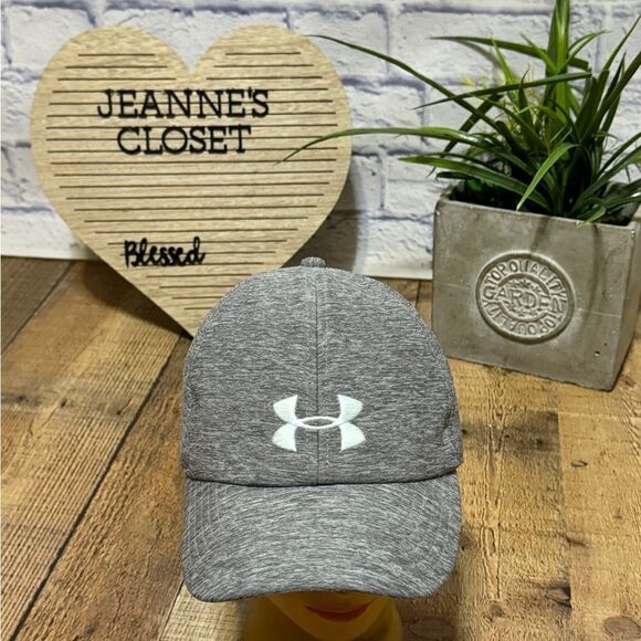 Under Armour Hat Cap Womens Heathered Gray Strapback Adjustable Embroidered Logo - Picture 4 of 8